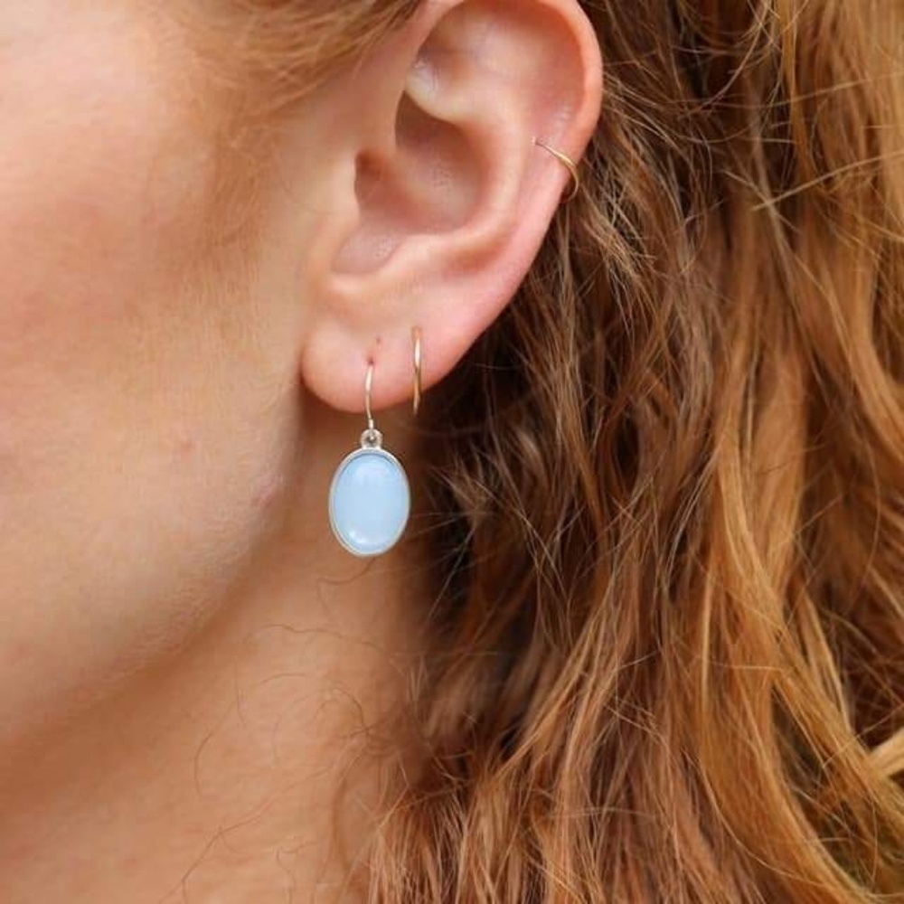 Marbled Silver Sky Blue Earrings